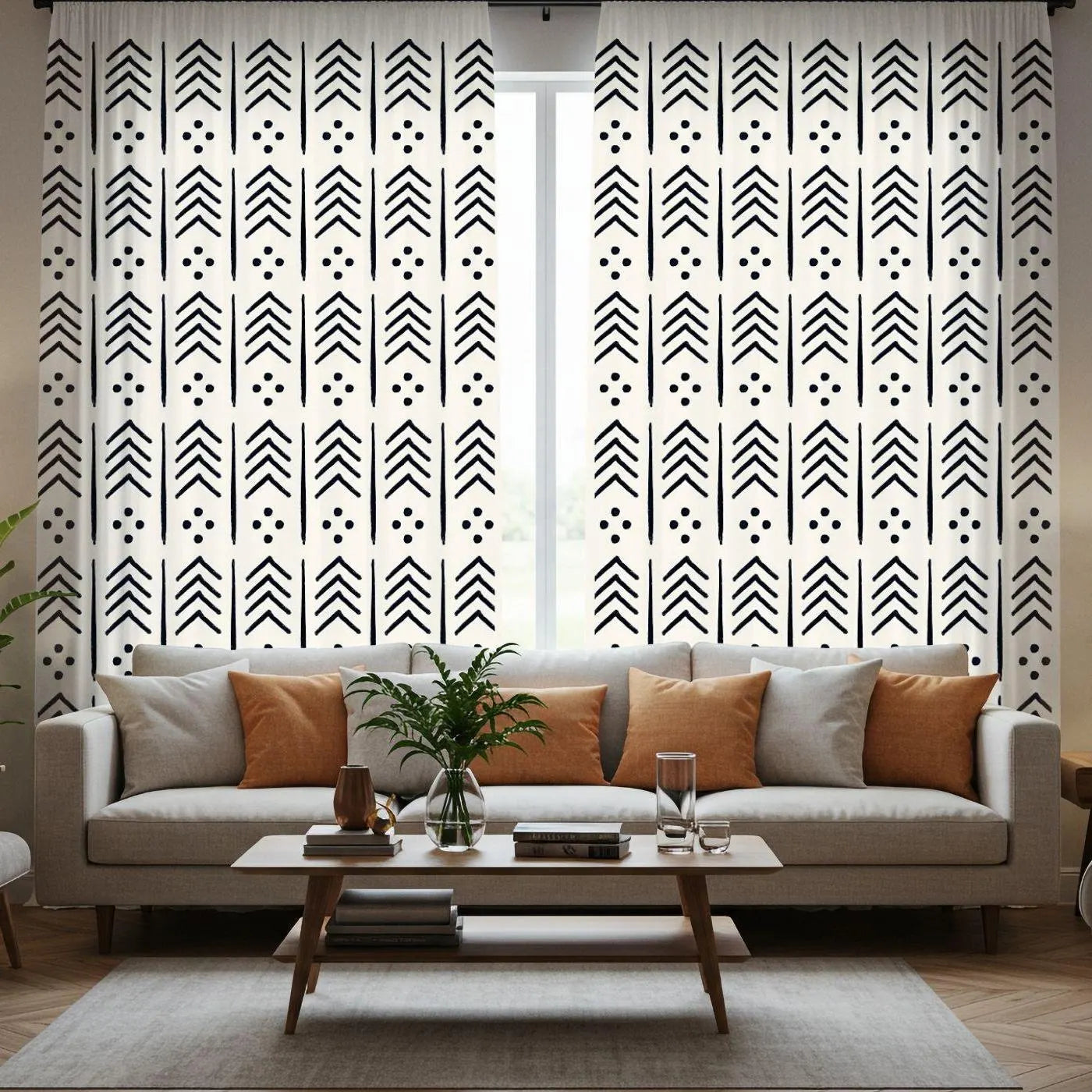 Muscloth print curtains