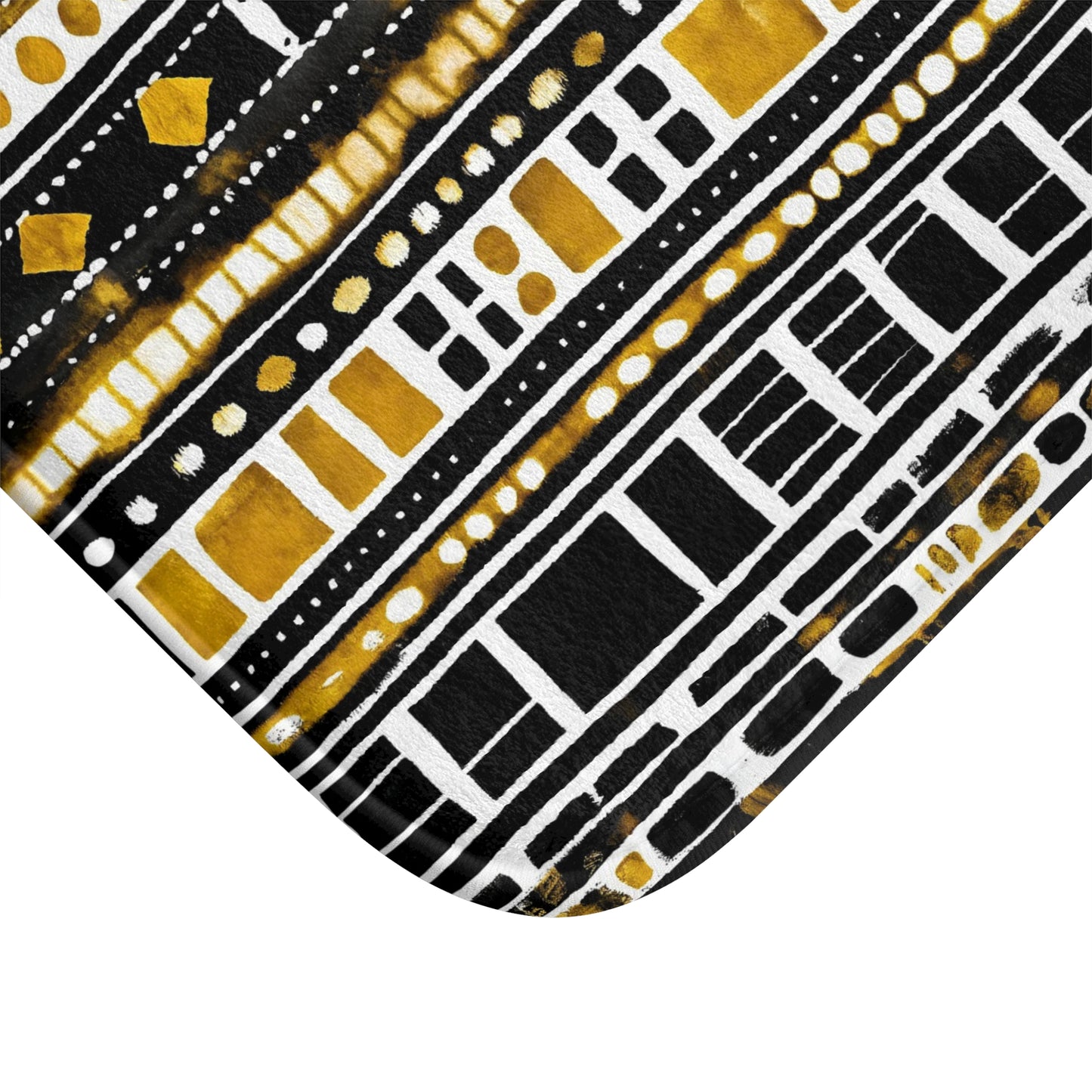 Gold & Black Mud Cloth Print Bath Mat