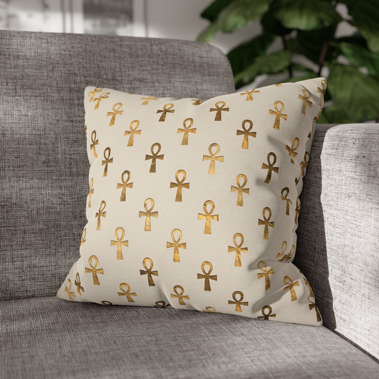 Egyptian Cross Square Throw Pillow & Cover