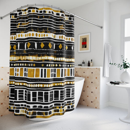 Gold & Black Mudcloth Print Shower Curtain