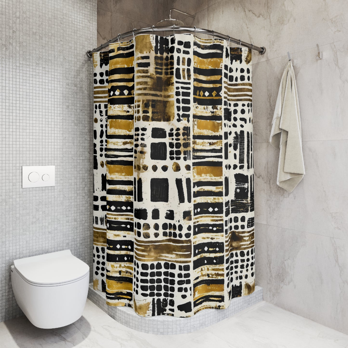 Mud Cloth Polka Dot Shower Curtain