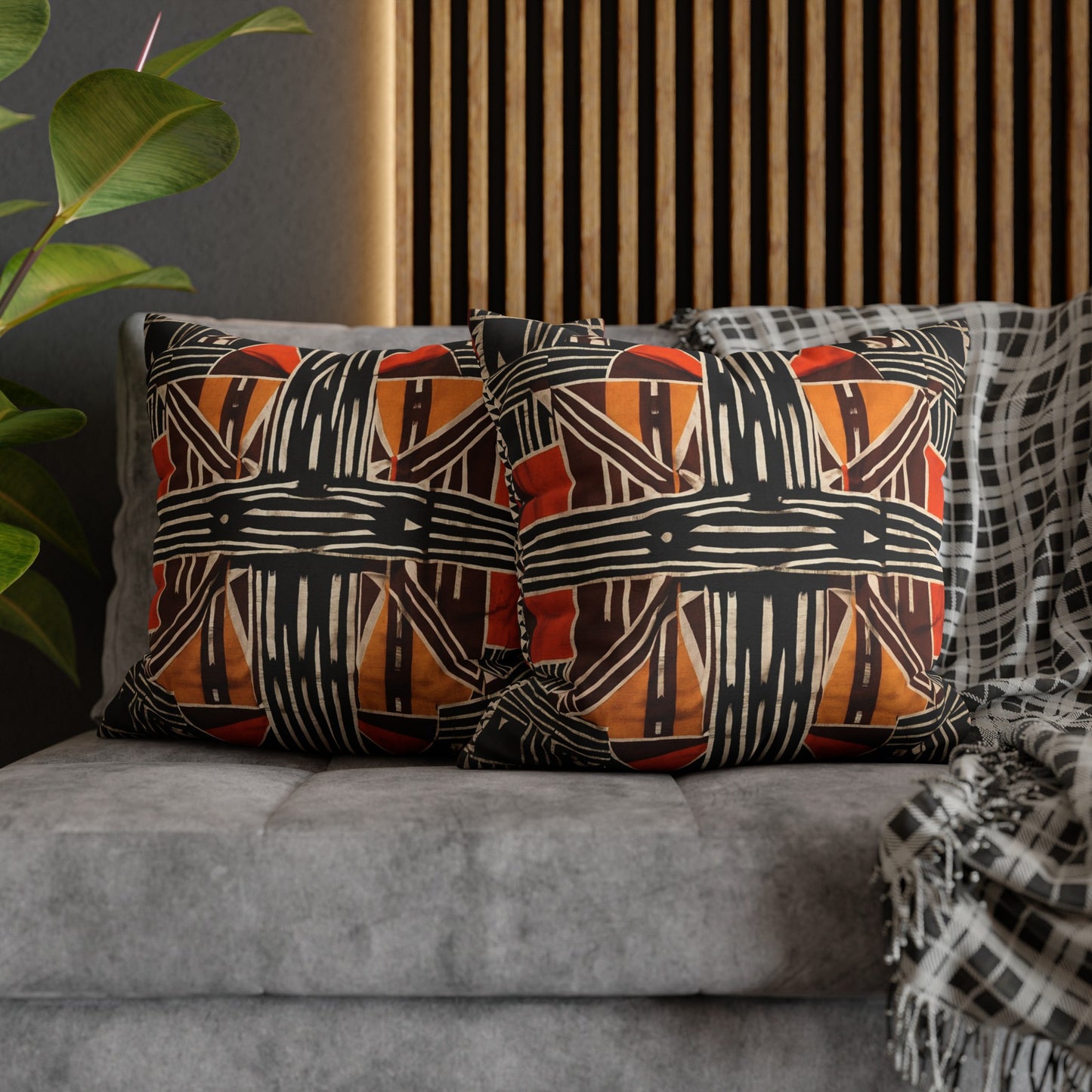 Shades of Orange Bogolan Print Couch Pillow or Case