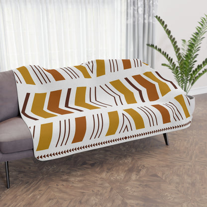 White Bogolan Sherpa Blanket