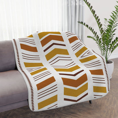 White Bogolan Sherpa Blanket