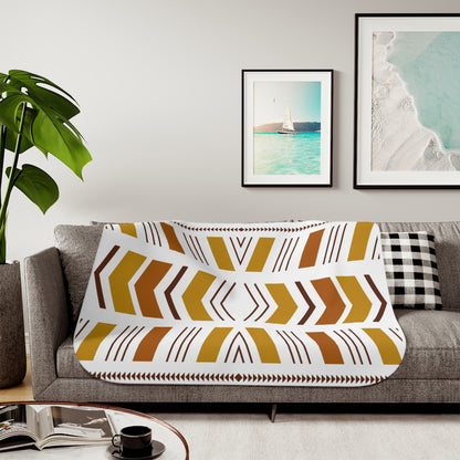 White Bogolan Sherpa Blanket