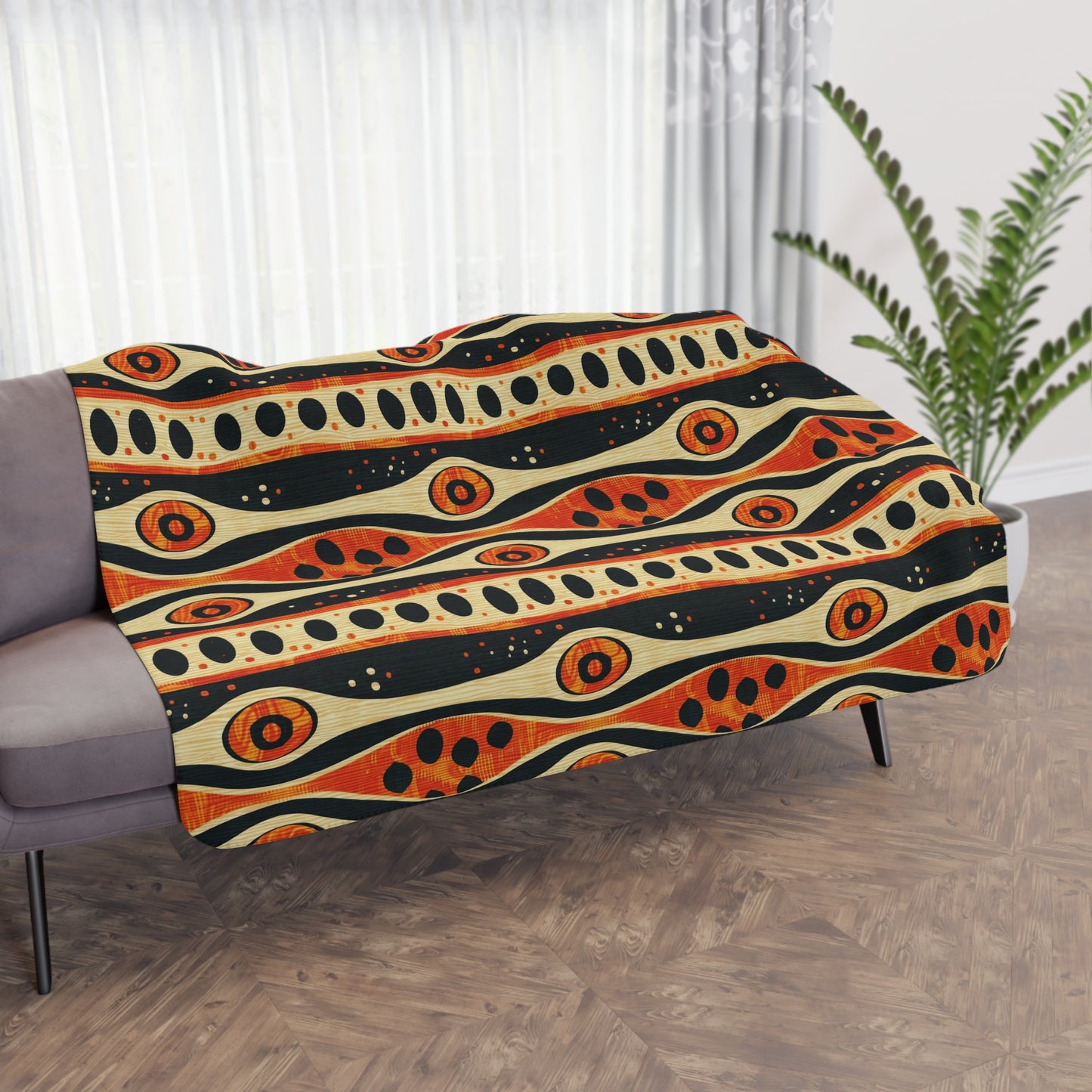 African Tribal Mudcloth Sherpa Blanket