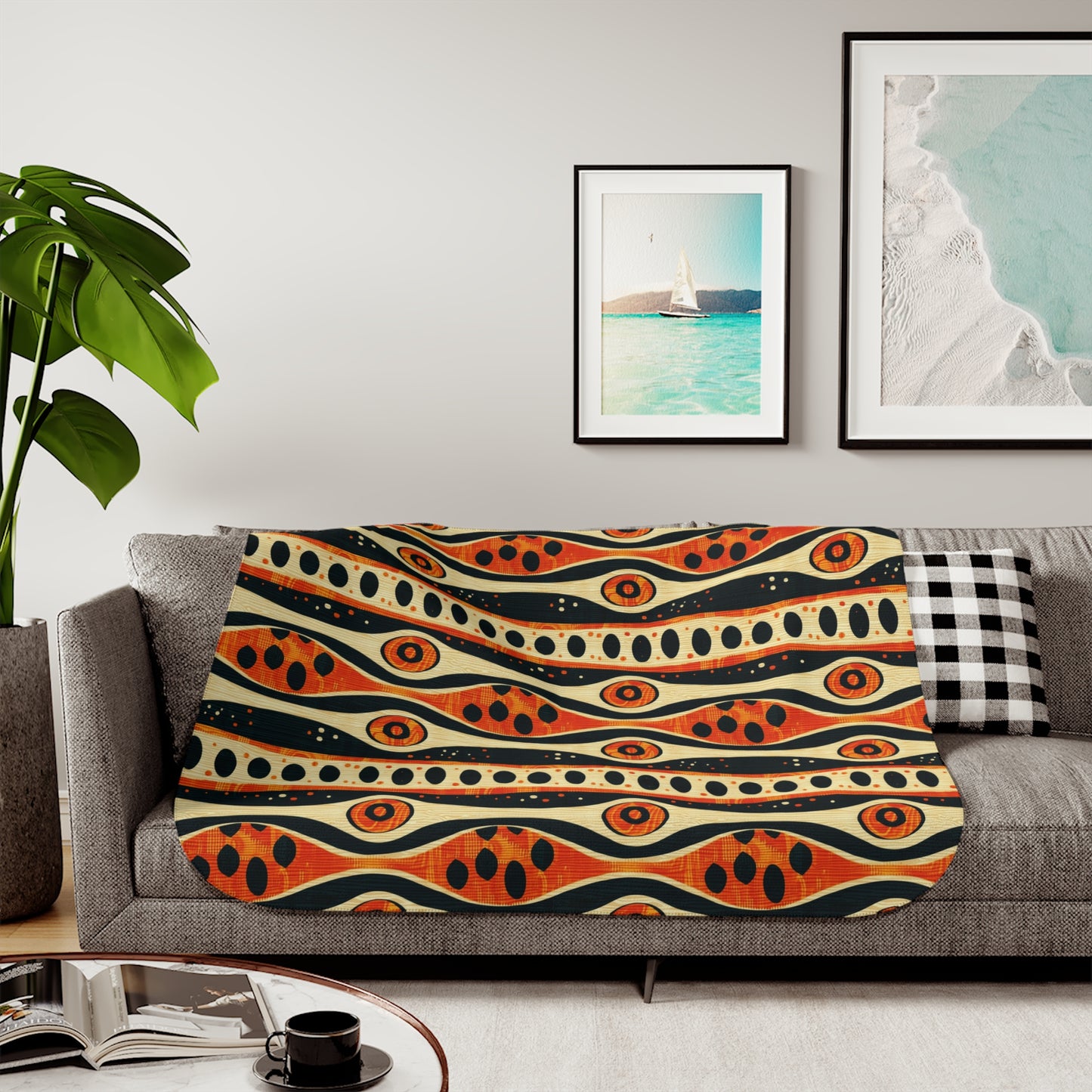 African Tribal Mudcloth Sherpa Blanket