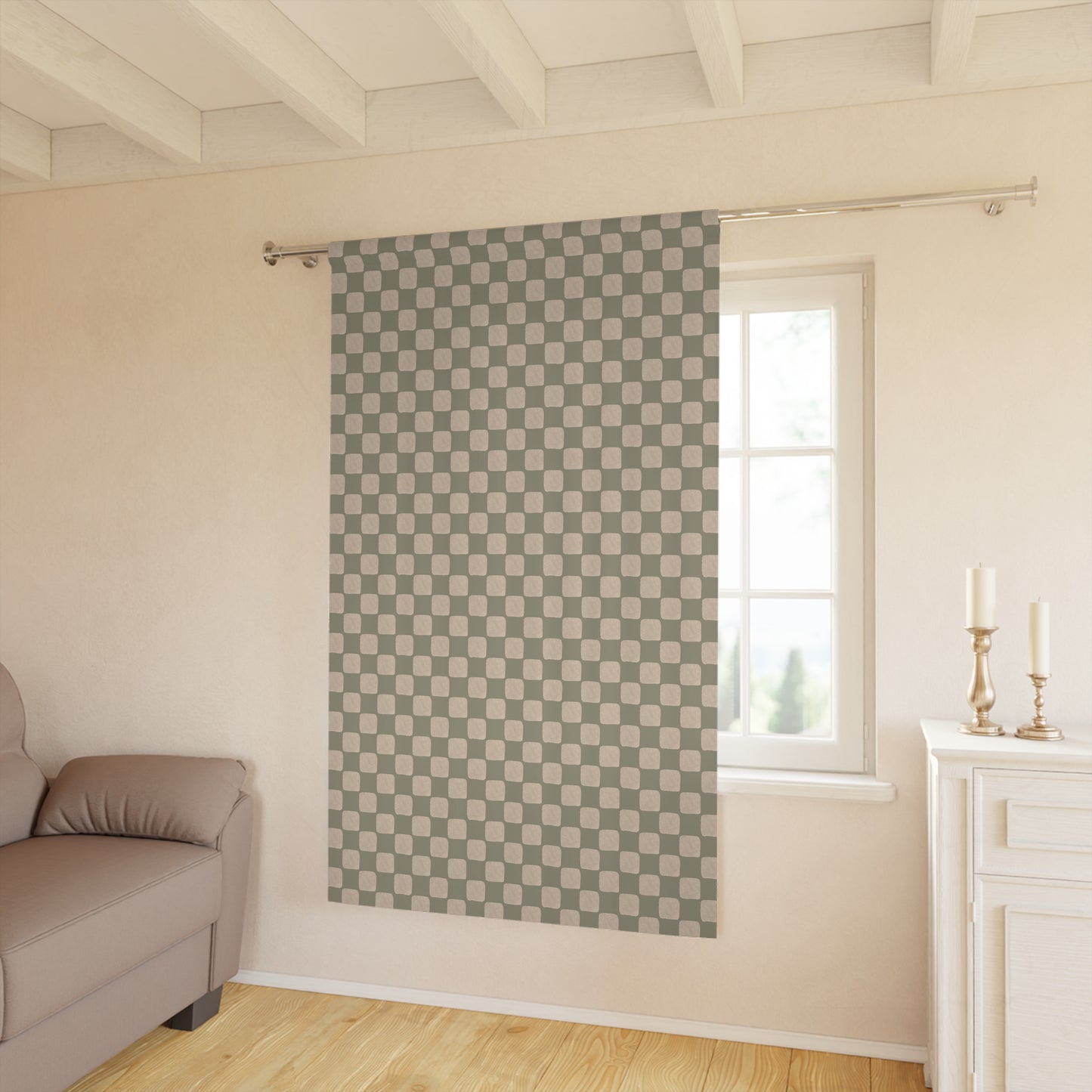 Retro Checkered Window Curtains
