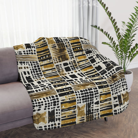 Mudcloth Polka Dot Pattern Sherpa Blanket