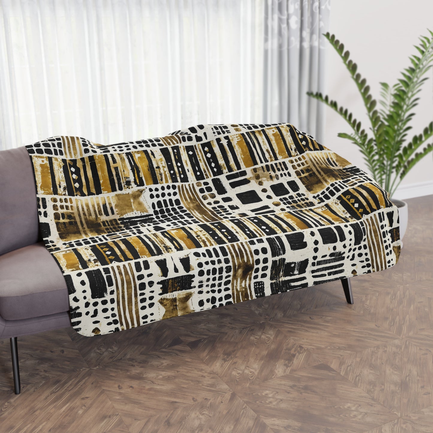 Mudcloth Polka Dot Pattern Sherpa Blanket