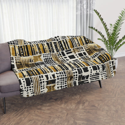 Mudcloth Polka Dot Pattern Sherpa Blanket