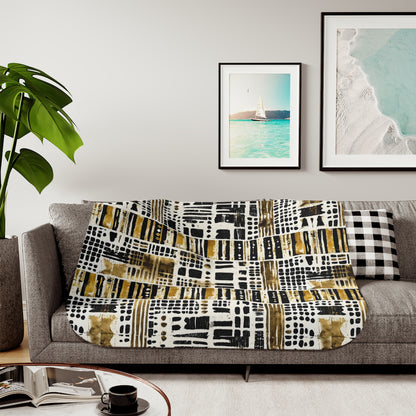 Mudcloth Polka Dot Pattern Sherpa Blanket