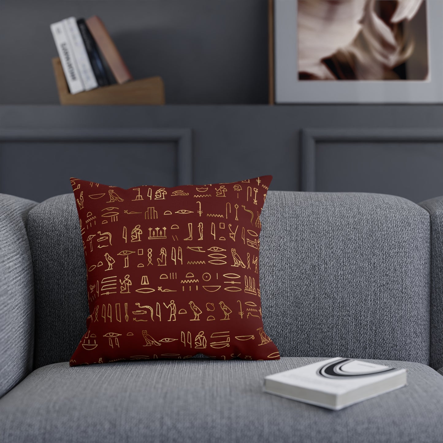 Egyptian Hieroglyphics Gold Pattern Throw Pillow