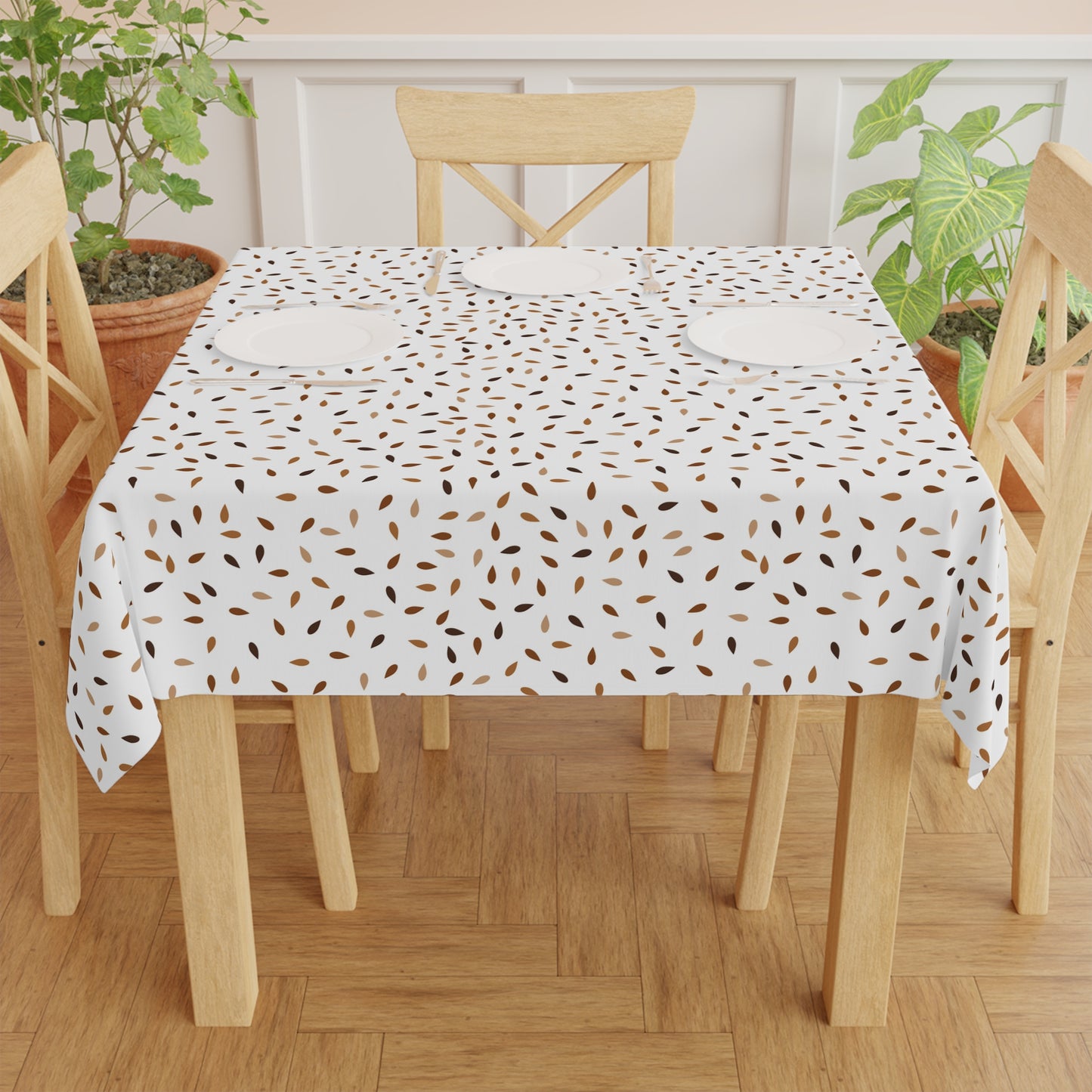 Fall Leaves Droplets Mudcloth Tablecloth