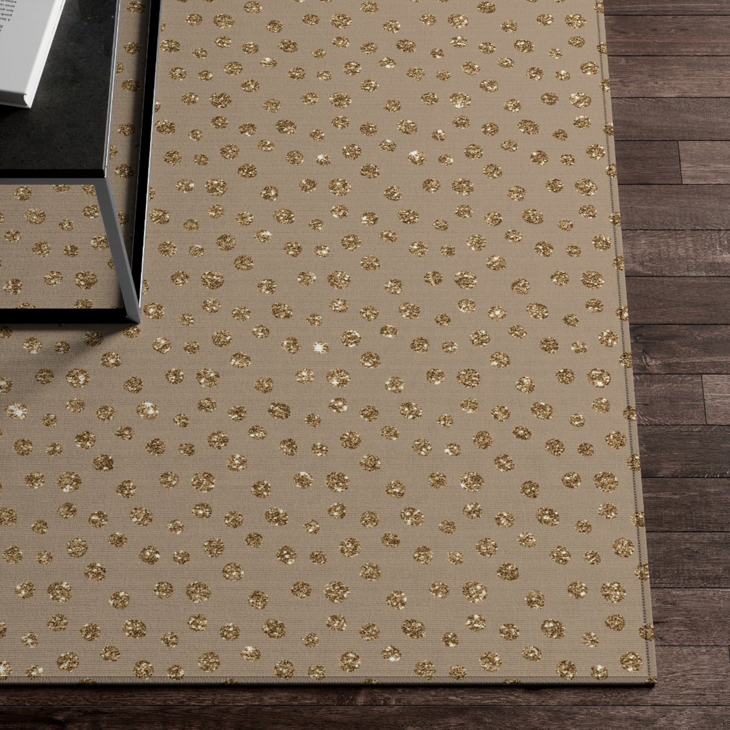 Tan Gold Polka Dots Area Rug