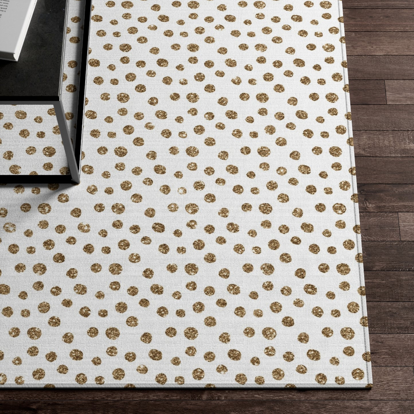 White and Gold Polka Dot Area Rug