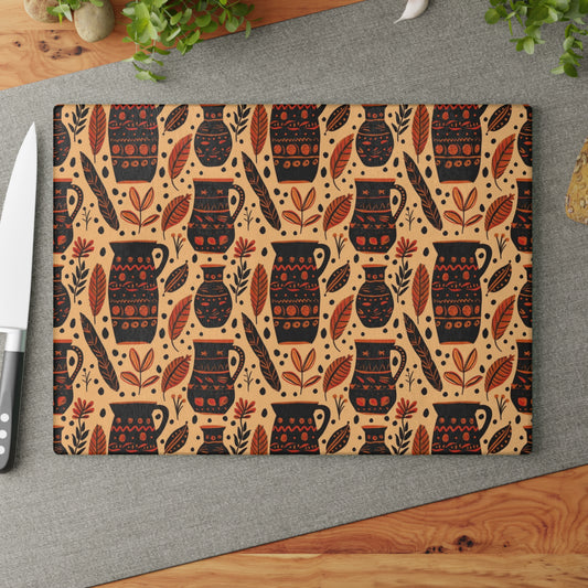 Tribal Pattern Glass Cutting Board