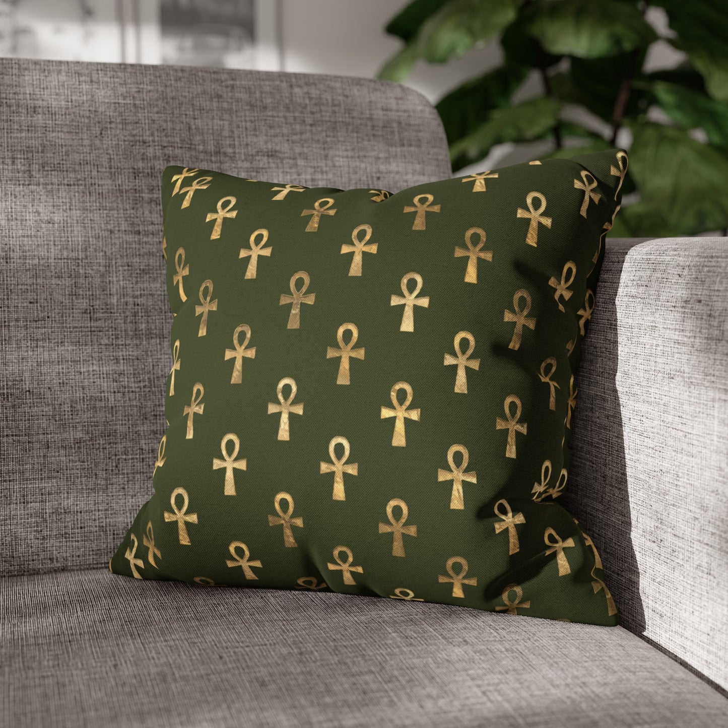 Egyptian Cross Square Throw Pillow & Cover