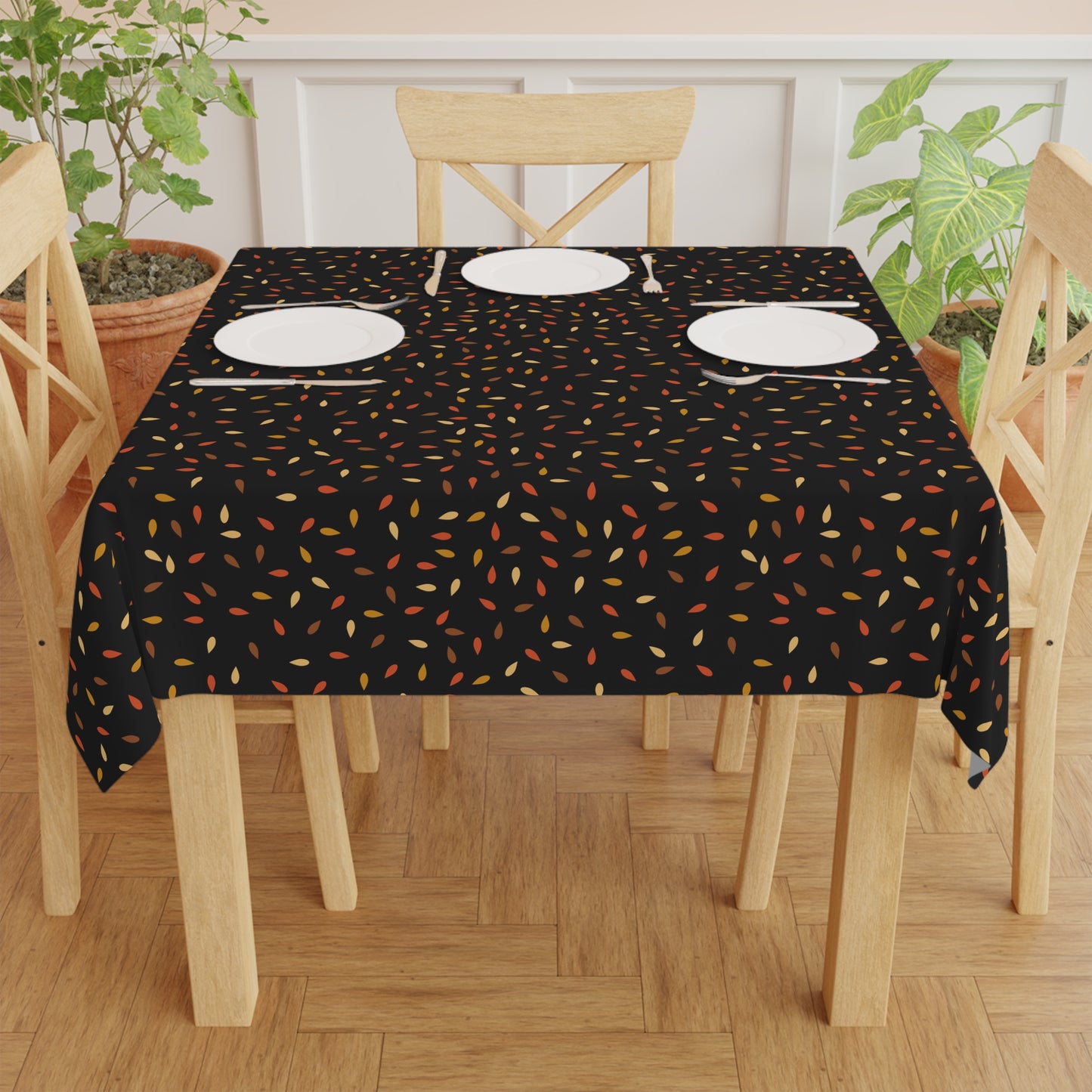 Fall Leaves Droplets Mudcloth Tablecloth