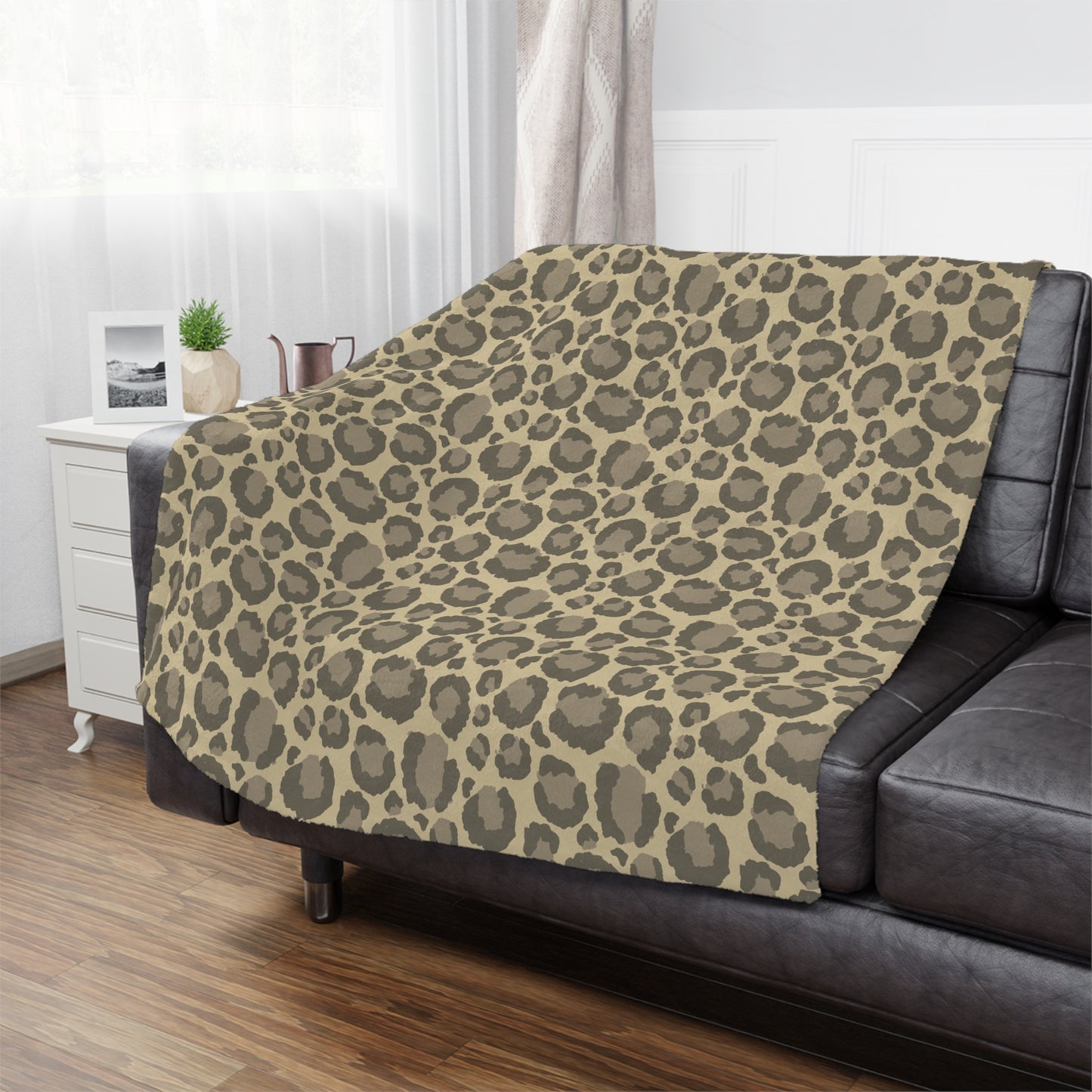 Neutral Leopard Print Throw Blanket