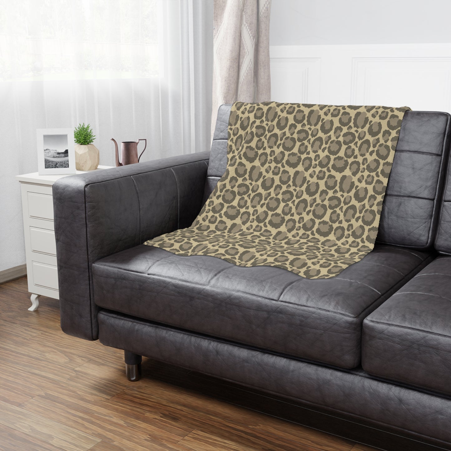 Neutral Leopard Print Throw Blanket