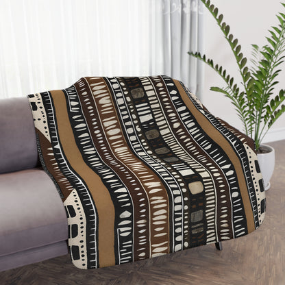 Mudcloth Pattern Sherpa Blanket