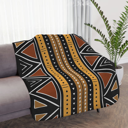 African Mudcloth Sherpa Blanket