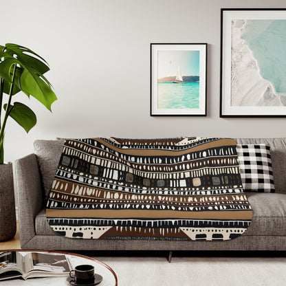 Mudcloth Pattern Sherpa Blanket