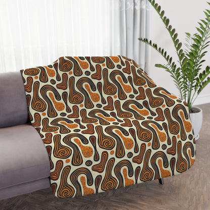 African Mudcloth Sherpa Blanket