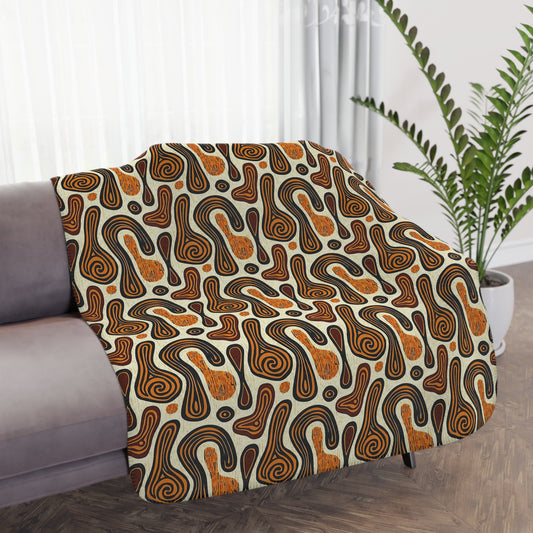 African Mudcloth Sherpa Blanket