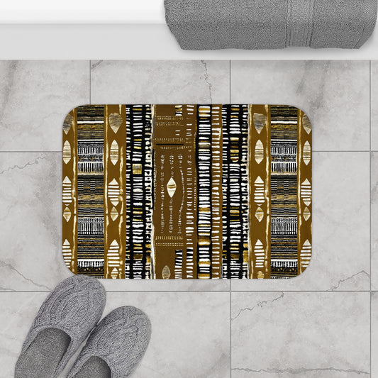 Metallic Gold Mudcloth Bath Mat
