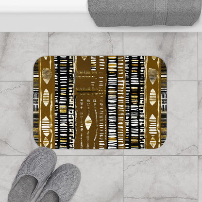Alfombrilla de baño MudCloth de color dorado metalizado