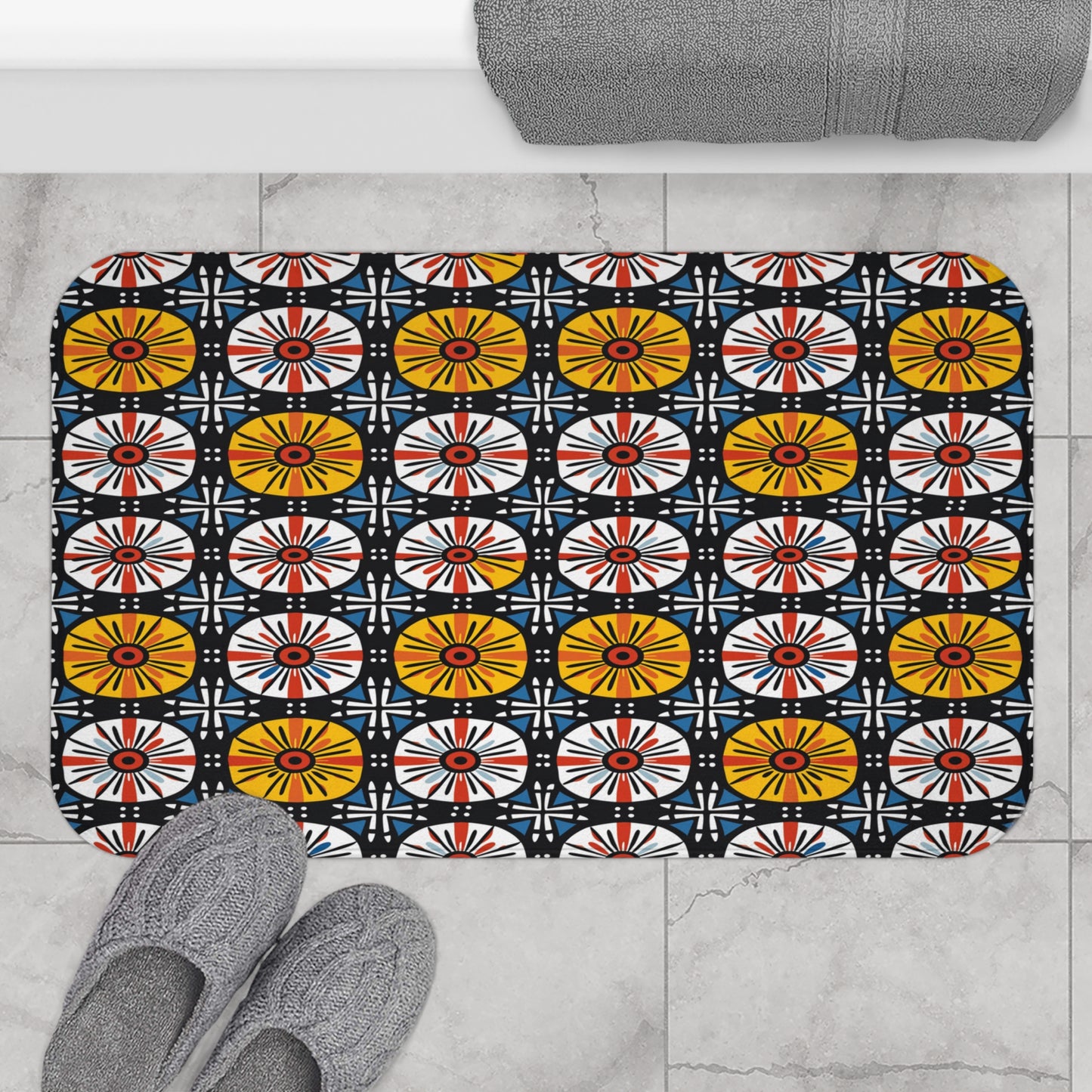 Geometric Ankara Bath Mat