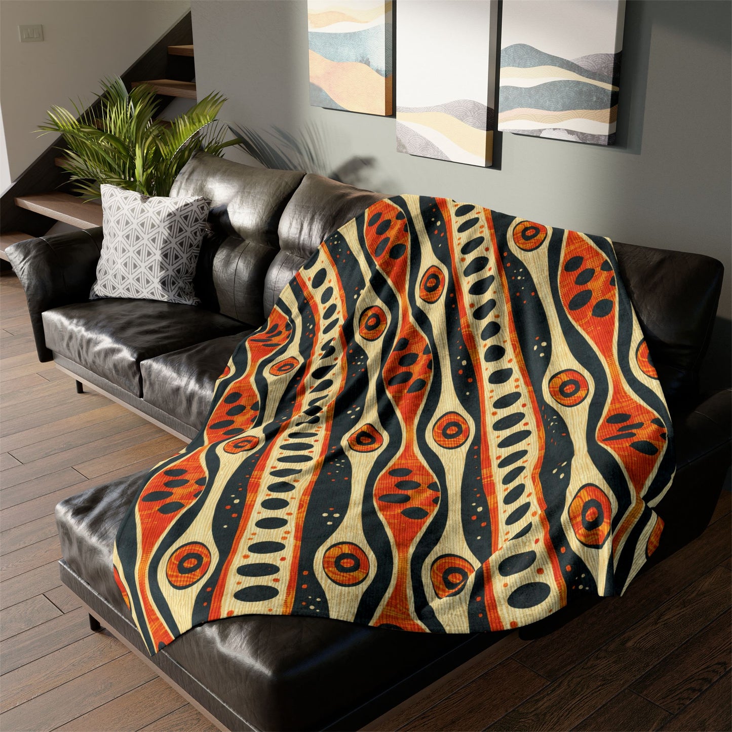 African Tribal Mudcloth Sherpa Blanket