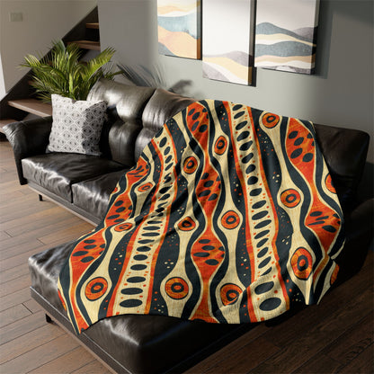 African Tribal Mudcloth Sherpa Blanket