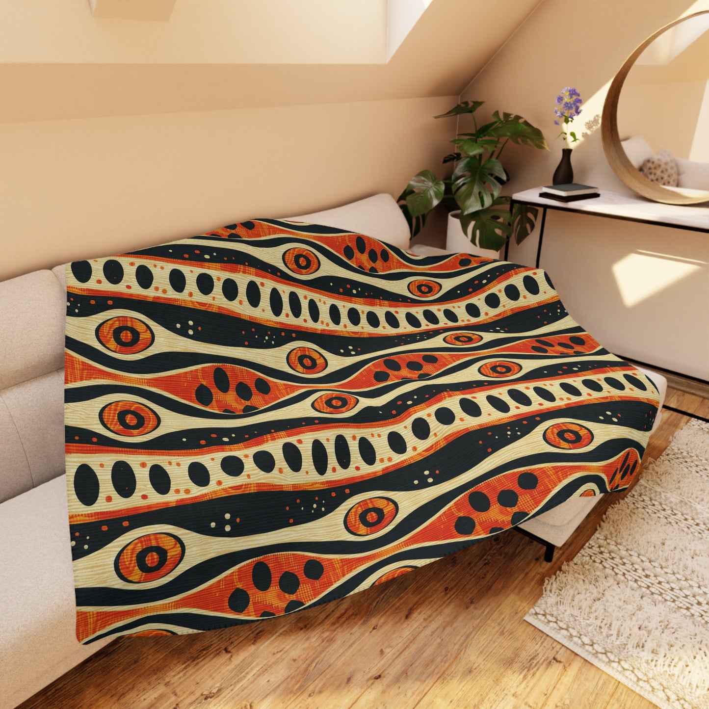 African Tribal Mudcloth Sherpa Blanket