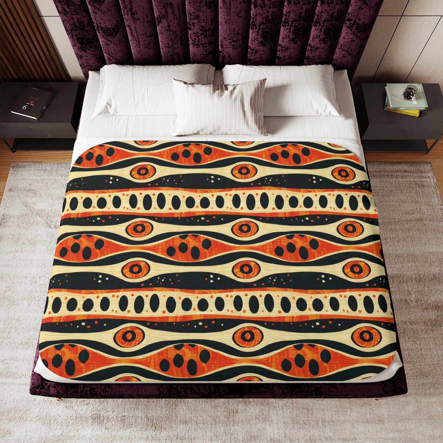 African Tribal Mudcloth Sherpa Blanket
