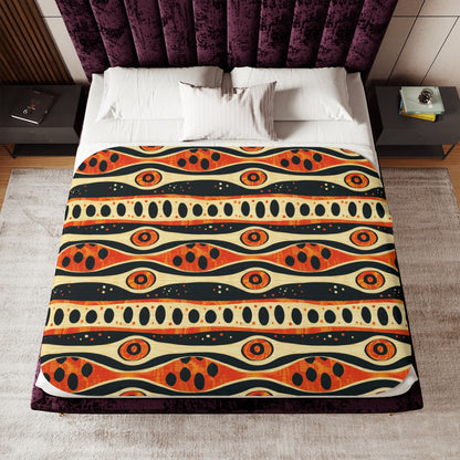African Tribal Mudcloth Sherpa Blanket