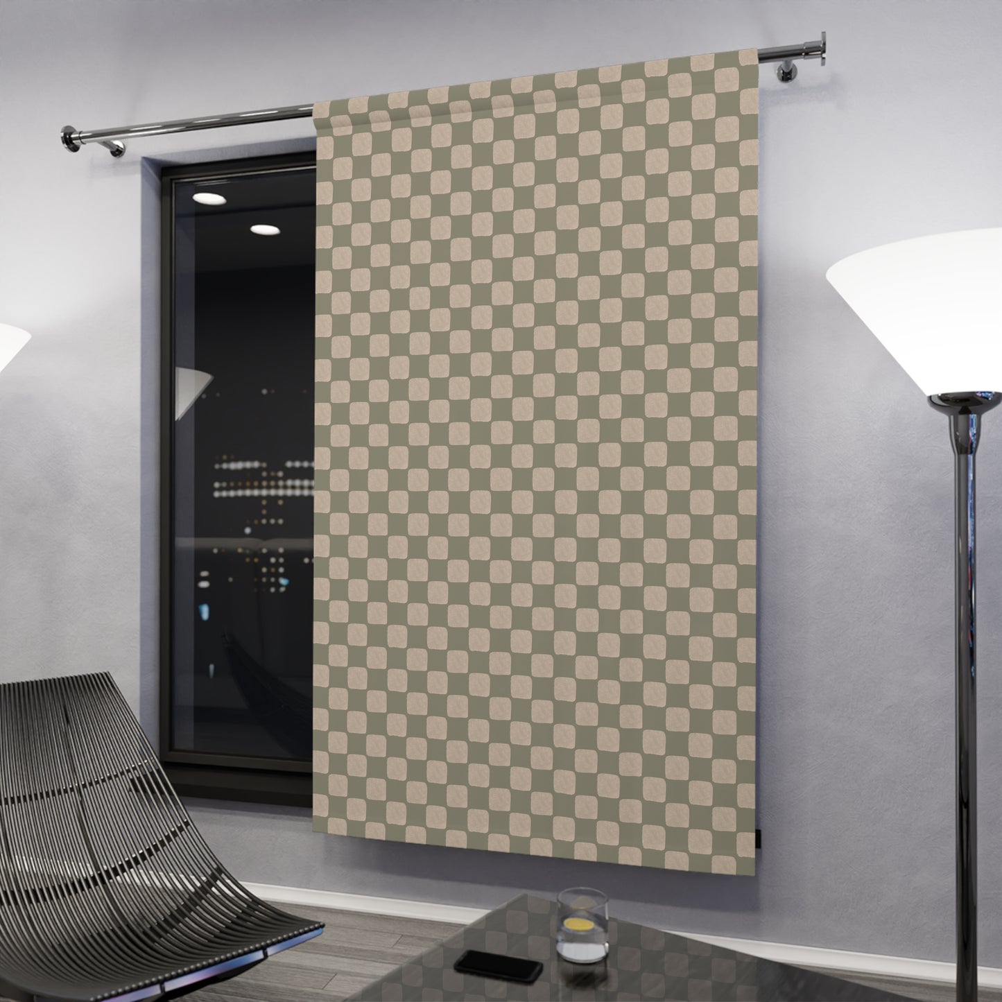 Retro Checkered Window Curtains
