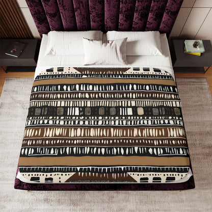 Mudcloth Pattern Sherpa Blanket