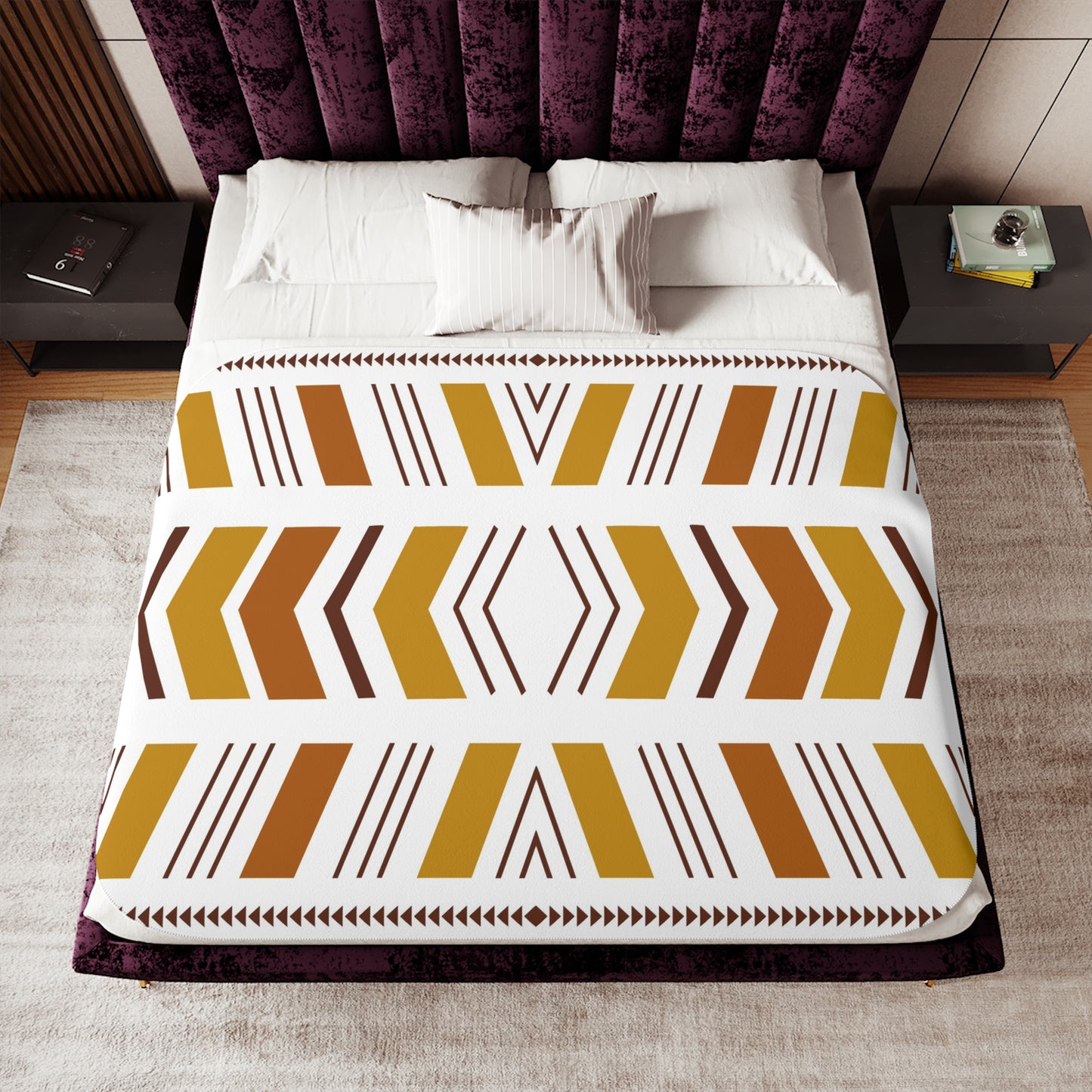 White Bogolan Sherpa Blanket