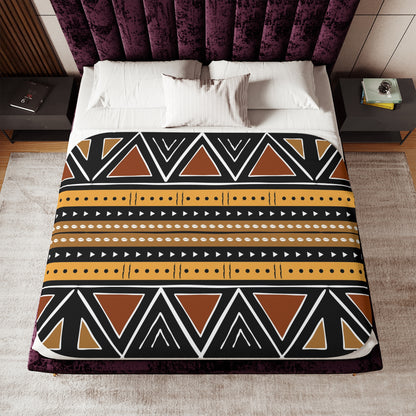 African Mudcloth Sherpa Blanket