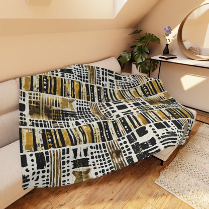 Mudcloth Polka Dot Pattern Sherpa Blanket
