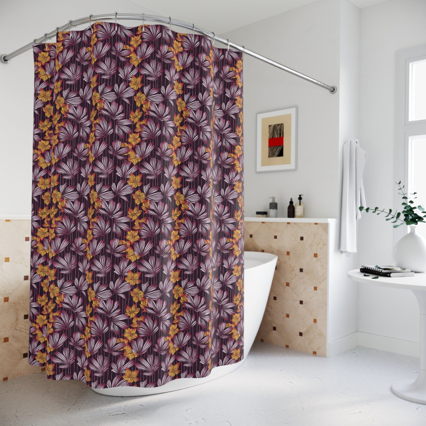 Dark Floral Shower Curtain