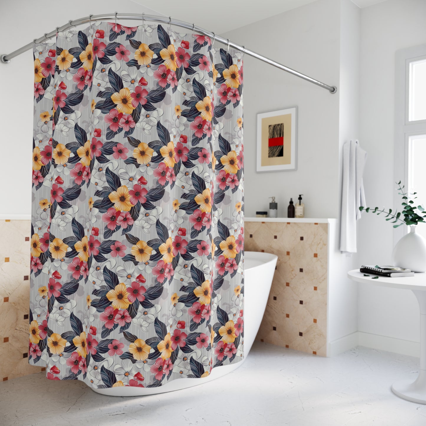 Wax Floral Print Shower Curtain