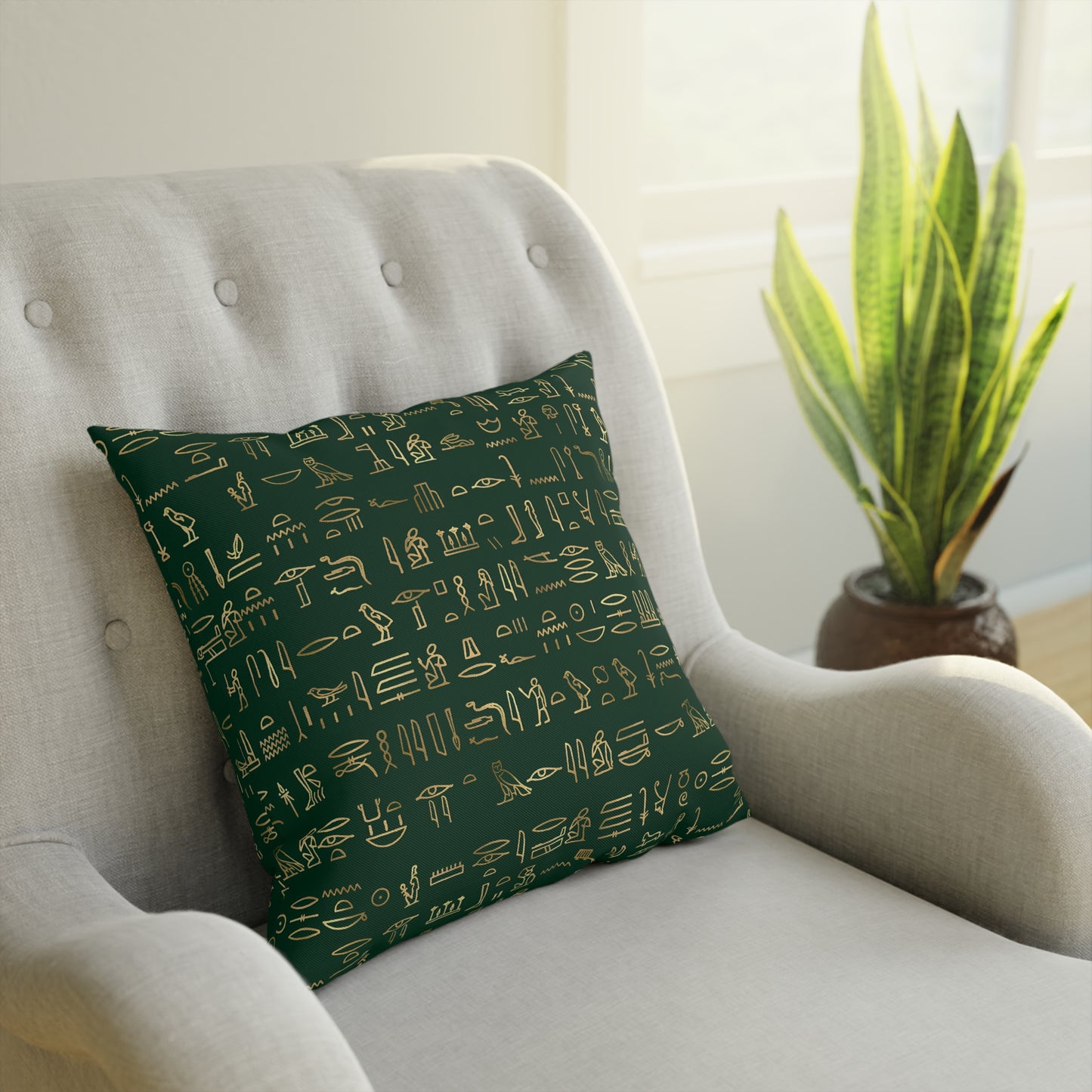 Egyptian Hieroglyphics Gold Pattern Throw Pillow