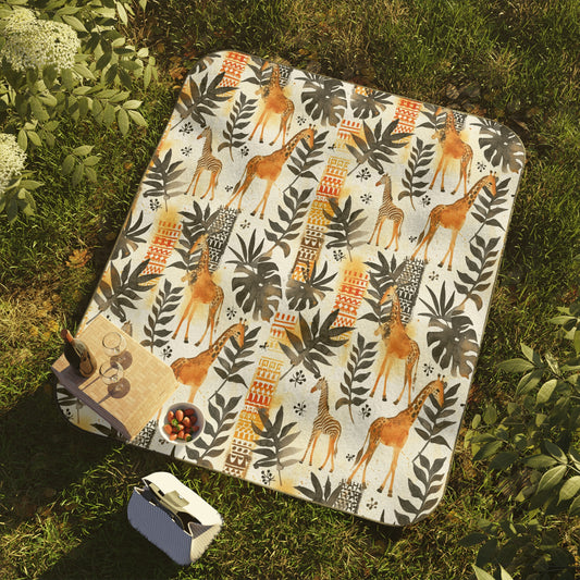 Giraffe Print Tropical Picnic Blanket