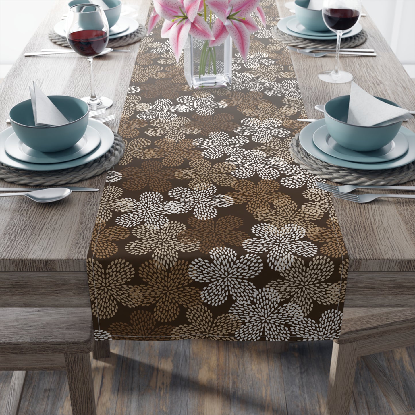 Floral Dots Mudcloth Table Runner