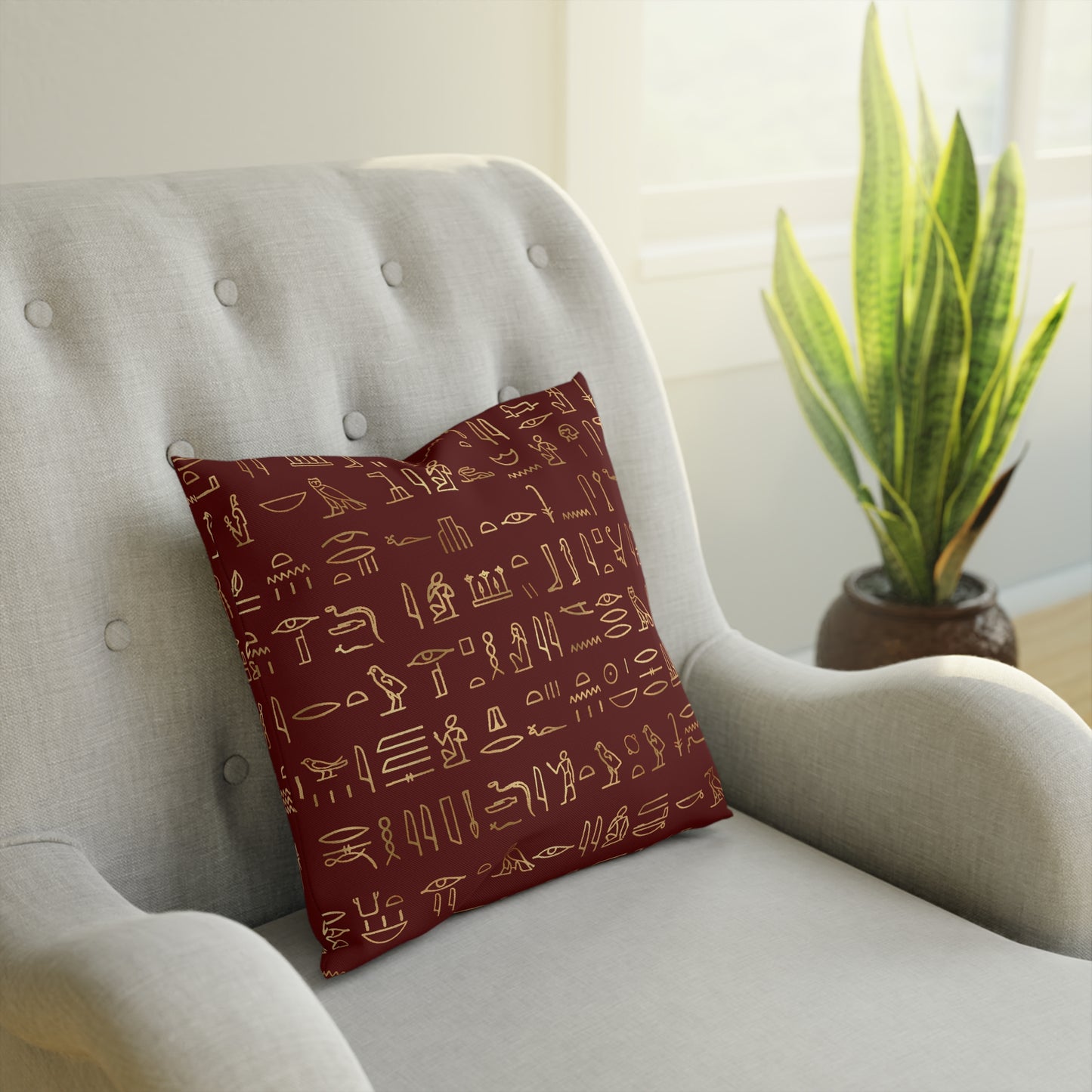 Egyptian Hieroglyphics Gold Pattern Throw Pillow