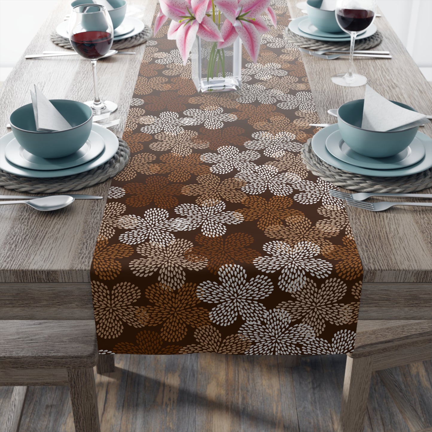 Floral Dots Mudcloth Table Runner